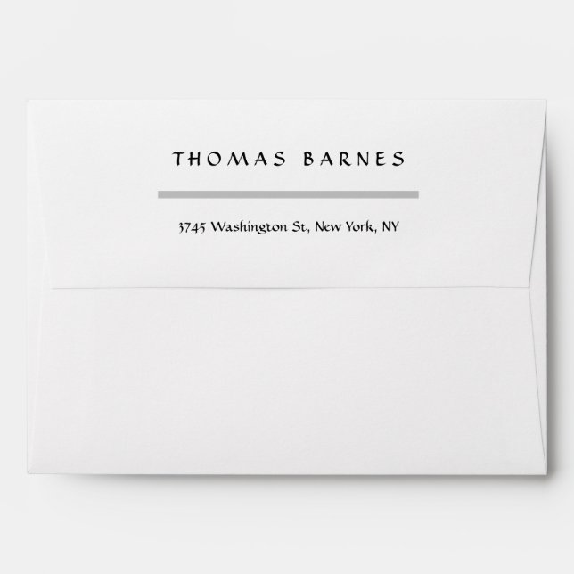Modern Minimalist Plain Elegant Personalized Envelope (Back (Top Flap))