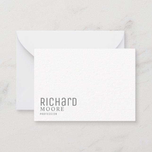 modern minimalist plain grey and white note card (Front)