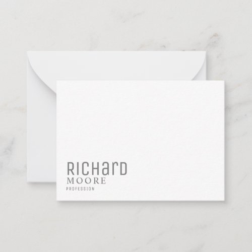 modern minimalist plain grey and white note card