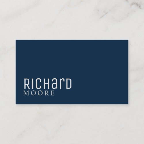 modern minimalist plain navy blue business card