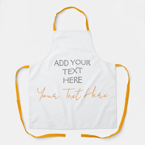 Modern Minimalist Plain Personalized Add Text Apron