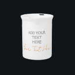 Modern Minimalist Plain Personalized Add Text Beverage Pitcher<br><div class="desc">Your Message With Elegant Design</div>