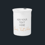 Modern Minimalist Plain Personalized Add Text Beverage Pitcher<br><div class="desc">Your Message With Elegant Design</div>