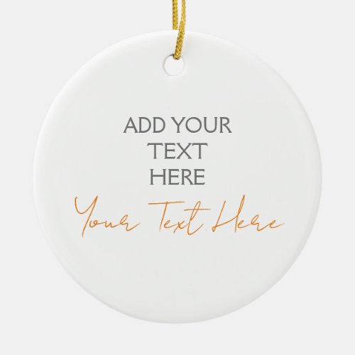 Modern Minimalist Plain Personalized Add Text Ceramic Ornament