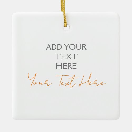 Modern Minimalist Plain Personalized Add Text Ceramic Ornament