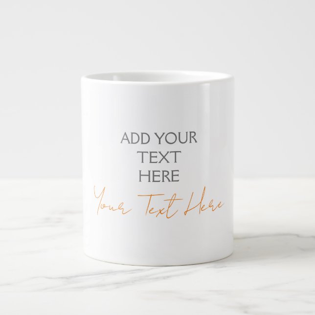 Modern Minimalist Plain Personalized Add Text Giant Coffee Mug (Front)