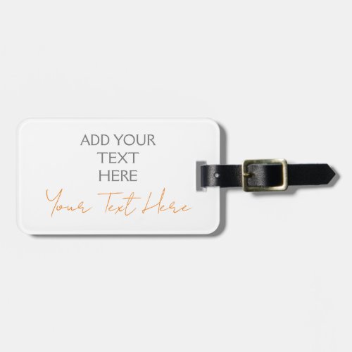 Modern Minimalist Plain Personalized Add Text Luggage Tag