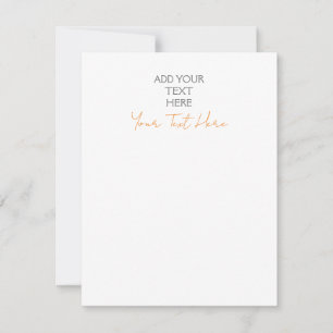Modern Minimalist Plain Personalized Add Text Note Card