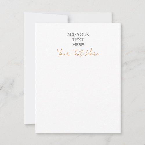 Modern Minimalist Plain Personalized Add Text Note Card