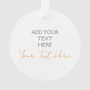 Modern Minimalist Plain Personalized Add Text Ornament