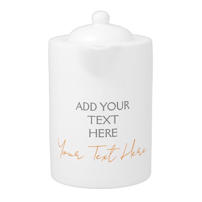 Modern Minimalist Plain Personalized Add Text Teapot (Front)