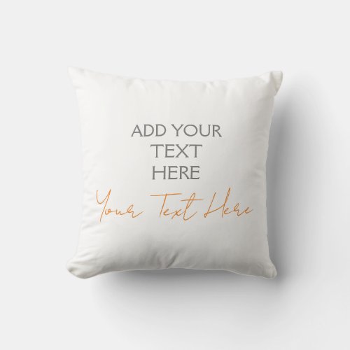 Modern Minimalist Plain Personalized Add Text Throw Pillow