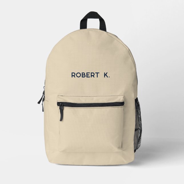 Modern Minimalist Plain Personalized Printed Backpack (Front)