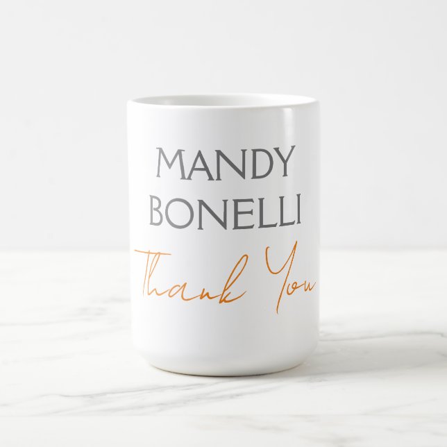 Modern Minimalist Plain Personalized Thank You Coffee Mug (Center)