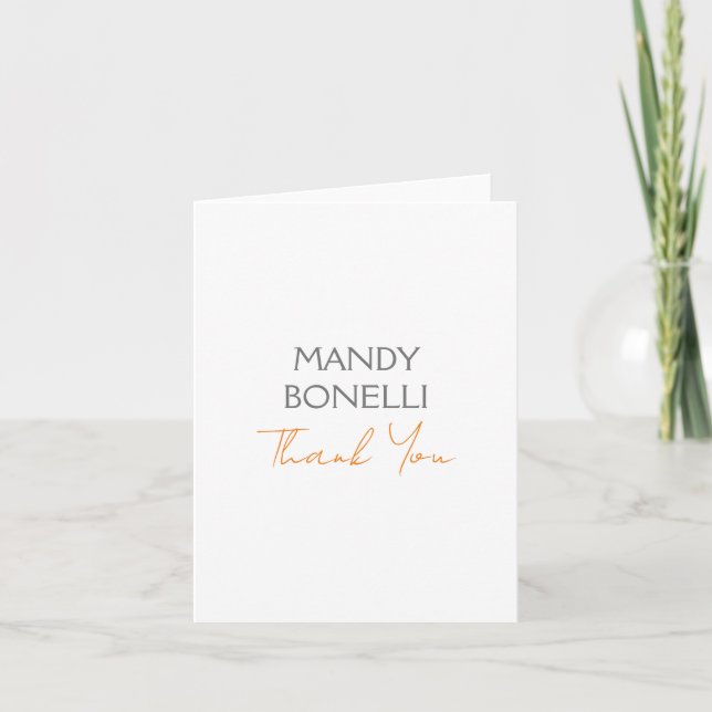 Modern Minimalist Plain Personalized Thank You Note Card (Front)