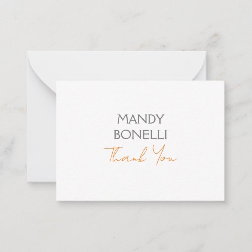 Modern Minimalist Plain Personalized Thank You Note Card