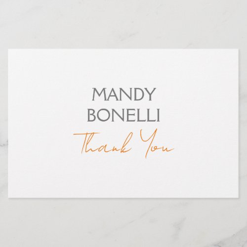 Modern Minimalist Plain Personalized Thank You Stationery