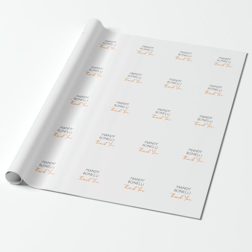 Modern Minimalist Plain Personalized Thank You Wrapping Paper