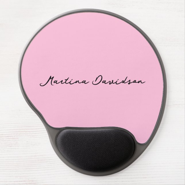 Modern Minimalist Plain Pink Creative Calligraphy Gel Mouse Pad (Front)
