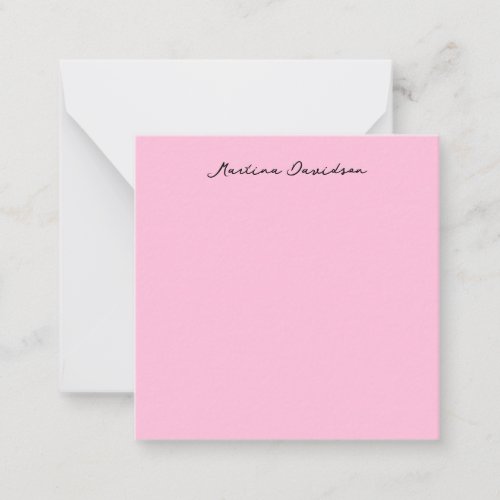 Modern Minimalist Plain Pink Creative Calligraphy Note Card