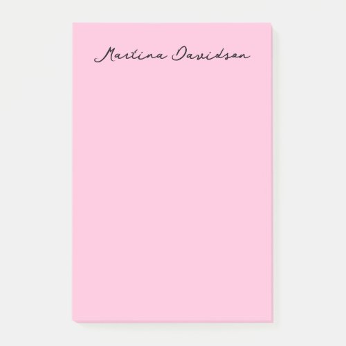 Modern Minimalist Plain Pink Creative Calligraphy Post_it Notes