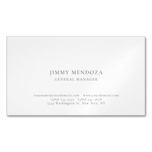 Modern Minimalist Plain Professional Business Card Magnet