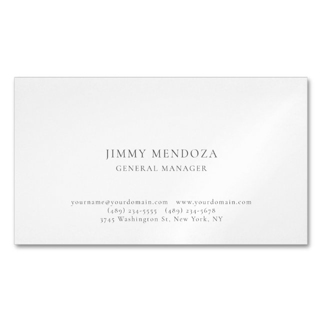 Modern Minimalist Plain Professional Business Card Magnet (Front)