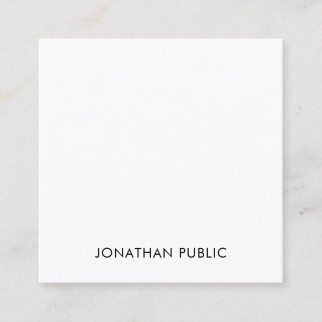 Modern Minimalist Plain Professional Elegant Luxe Square Business Card (Front)