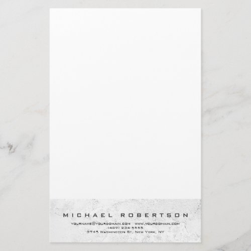 Modern Minimalist Plain Professional Grey White Stationery
