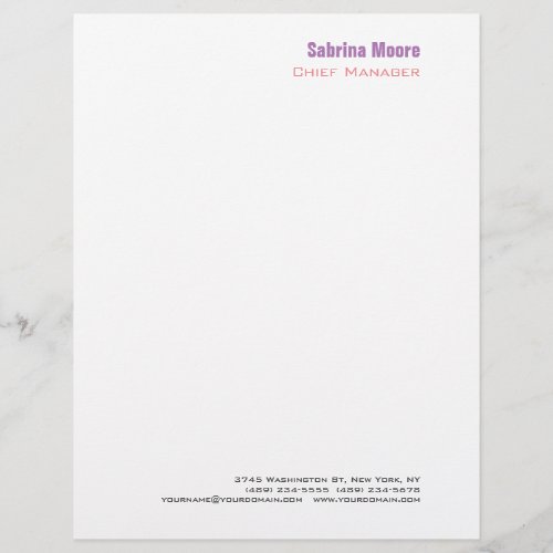 Modern Minimalist Plain Professional Letterhead