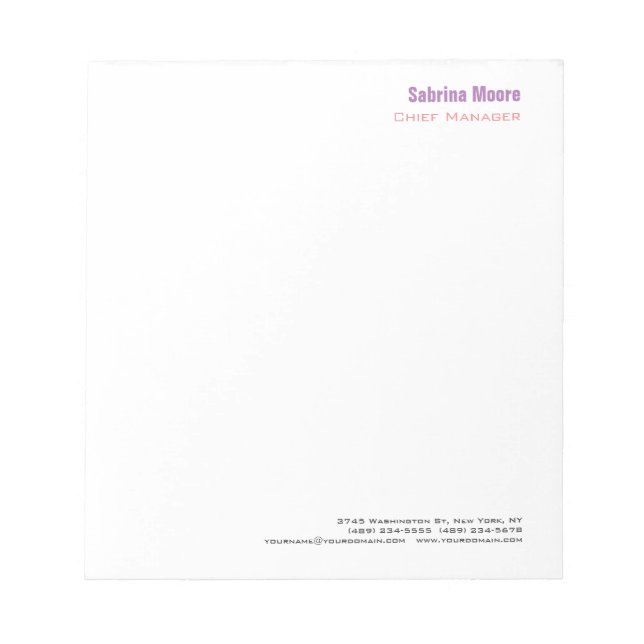 Modern Minimalist Plain Professional Notepad (Front)