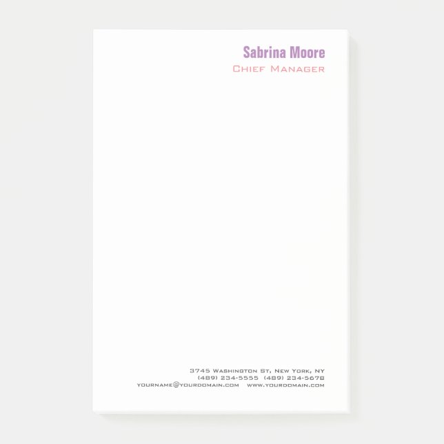 Modern Minimalist Plain Professional Post-it Notes (Front)