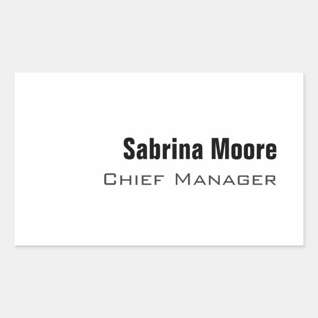 Modern Minimalist Plain Professional Rectangular Sticker (Front)