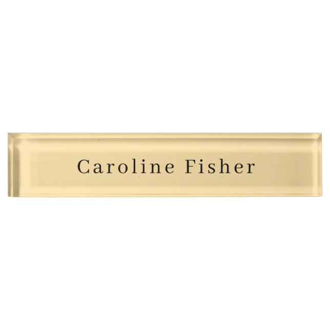 Modern Minimalist Plain Simple Beige Desk Name Plate (Front)
