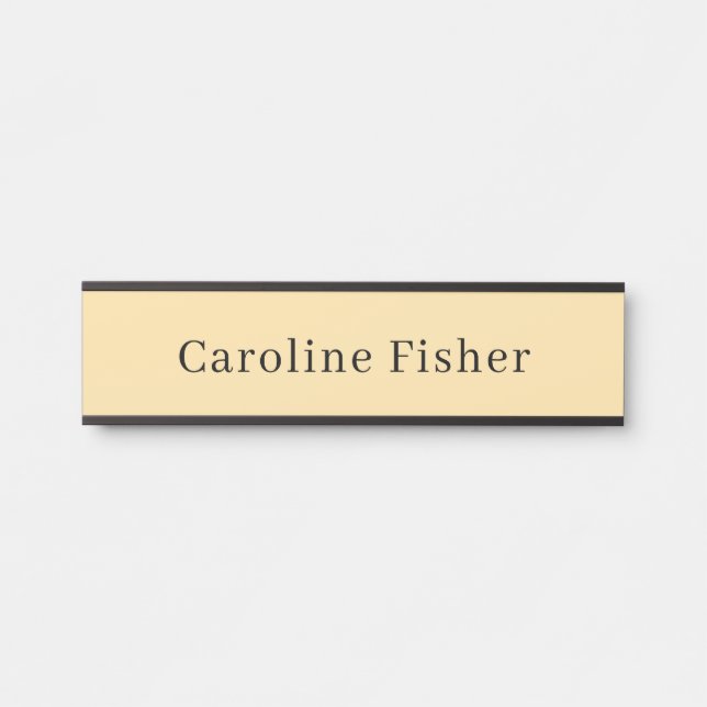 Modern Minimalist Plain Simple Beige Door Sign (Front)