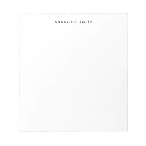 Modern Minimalist Plain Simple Black White Notepad