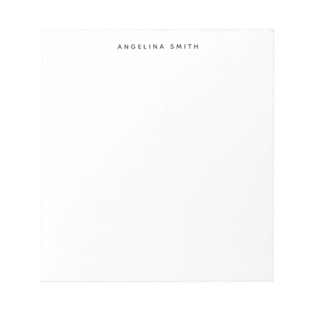 Modern Minimalist Plain Simple Black White Notepad (Front)