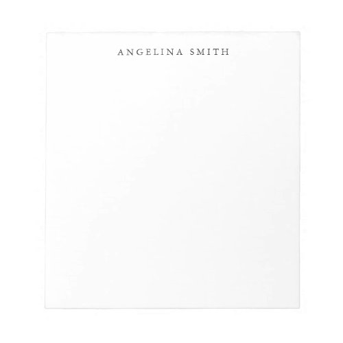 Modern Minimalist Plain Simple Black White Notepad