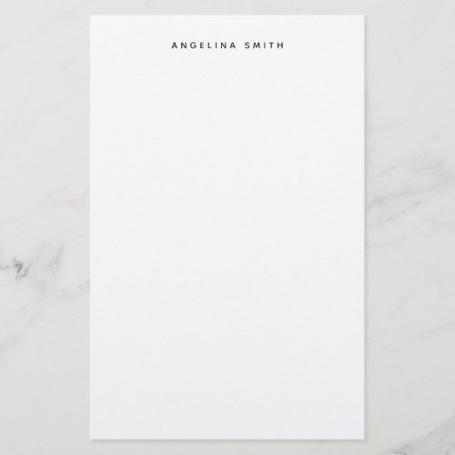 Modern Minimalist Plain Simple Black White Stationery