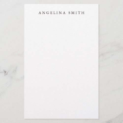 Modern Minimalist Plain Simple Black White Stationery