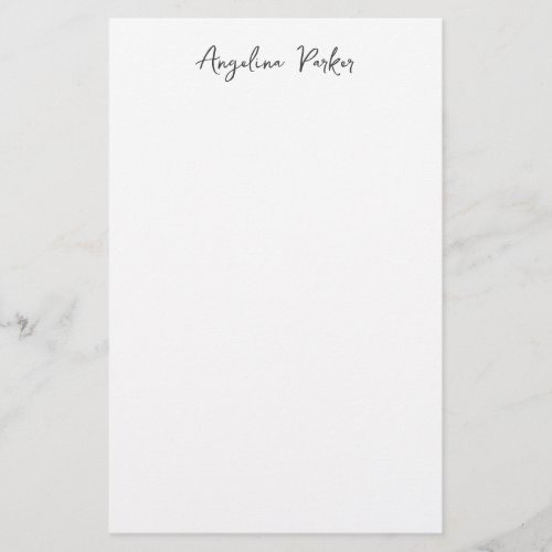 Modern Minimalist Plain Simple Black White Stationery