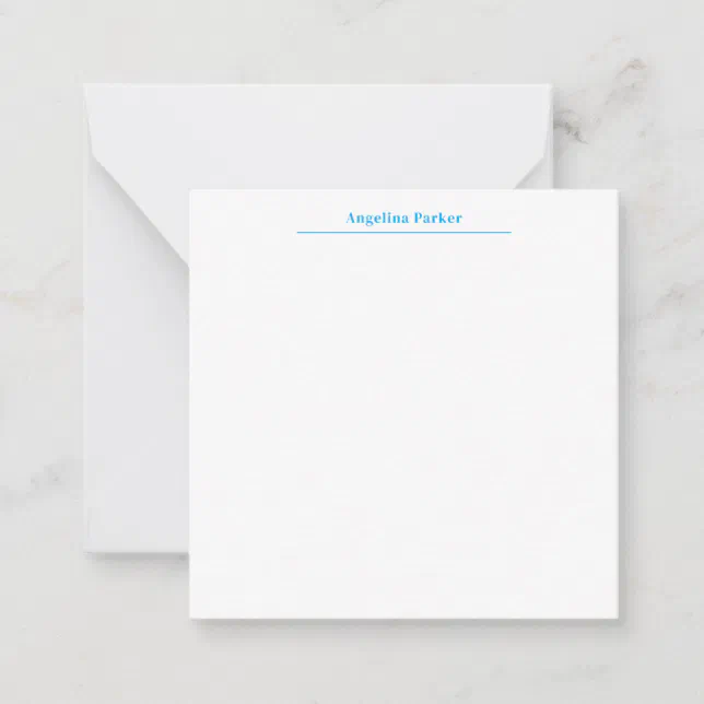 Modern Minimalist Plain Simple Blue White Note Card | Zazzle