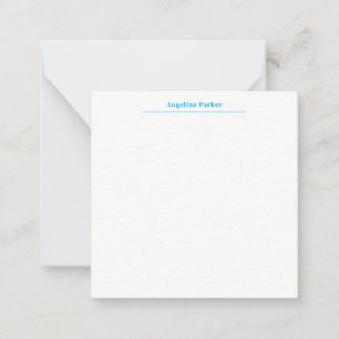 Modern Minimalist Plain Simple Blue White Note Card