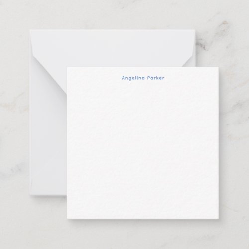 Modern Minimalist Plain Simple Blue White Note Card