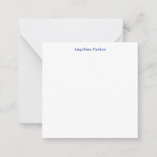 Modern Minimalist Plain Simple Blue White Note Card