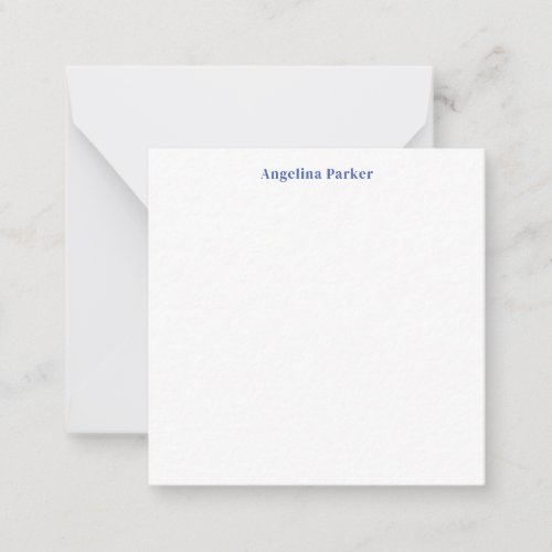 Modern Minimalist Plain Simple Blue White Note Card