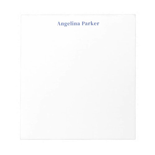 Modern Minimalist Plain Simple Blue White Notepad