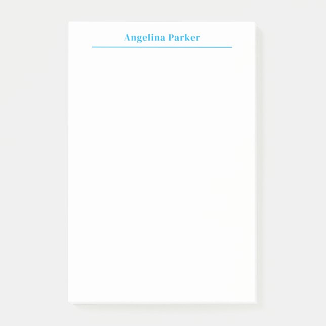 Modern Minimalist Plain Simple Blue White Post-it Notes (Front)