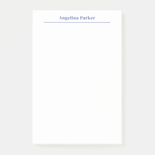 Modern Minimalist Plain Simple Blue White Post-it Notes (Front)