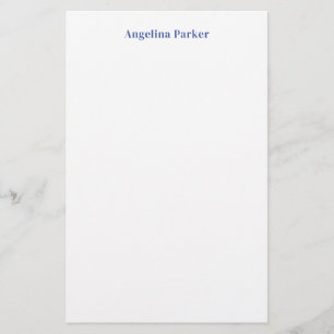 Modern Minimalist Plain Simple Blue White Stationery